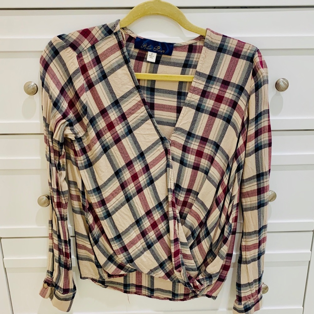 Blue Rain plaid top